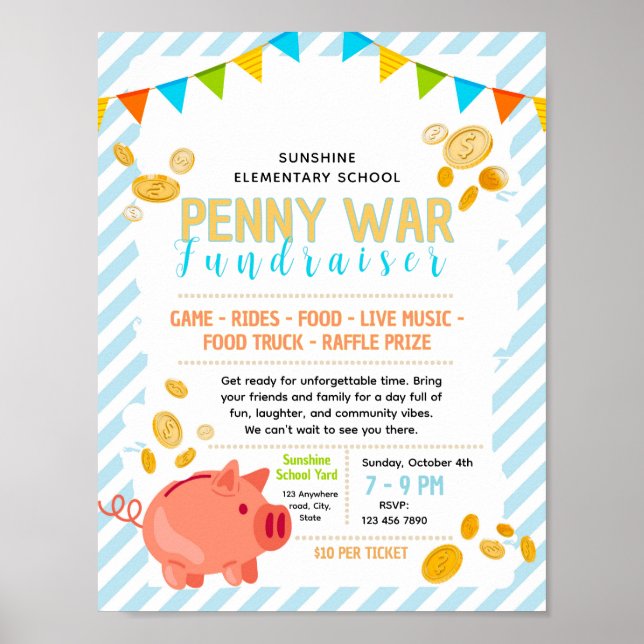 Bearbeitbare Penny-War-Spendenflyer Poster (Vorne)