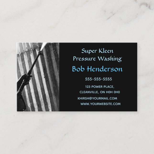 Bearbeitbare "Pressure Washing Business Card" Visitenkarte (Vorderseite)