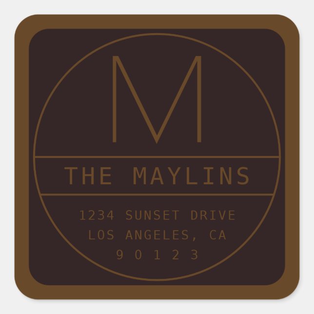 Bearbeitbare, Retro-moderne Designvorlage | Dunkel Quadratischer Aufkleber (Vorderseite)