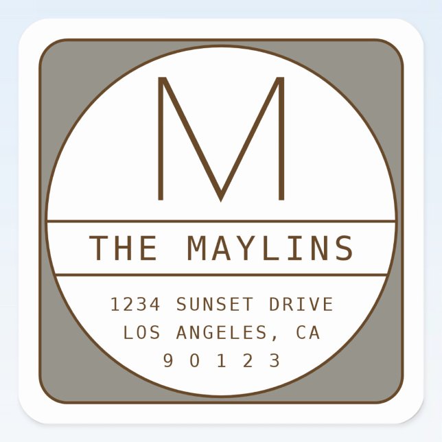 Bearbeitbare, Retro-moderne Designvorlage | Gray B Quadratischer Aufkleber (Von Creator hochgeladen)