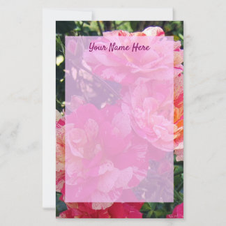 bearbeitbare Rose, rosa und weiß gestrichen, Papie Briefpapier