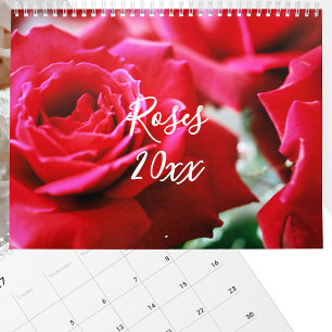 Bearbeitbare Rosen-Fotografie-Kalender für das gan Kalender