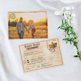 Bearbeitbare rustikale Fotos Vorder- und Rückseite RSVP Karte