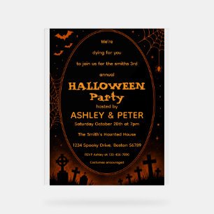Bearbeitbare schwarze und orange Halloween-Party-E Acrylschild