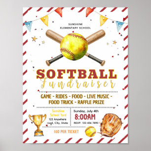 Bearbeitbare Softball-Spendenflyer Poster