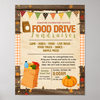 Bearbeitbare Thanksgiving-Lebensmittelspende-Fundr Poster