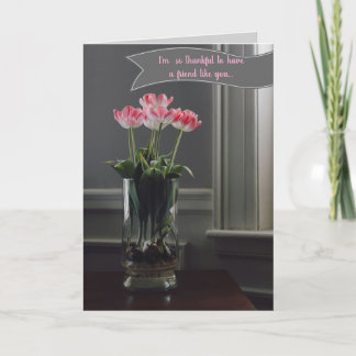 Bearbeitbare Tulpen in einer Glasvase Karte