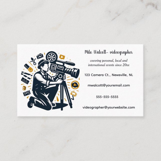 Bearbeitbare Videopapier Business Card Visitenkarte (Vorderseite)