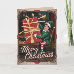 BEARBEITBARE Vintage lustige Weihnachtskarte Feiertagskarte