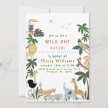 Bearbeitbare Wild One Safari-Einladungsvorlage