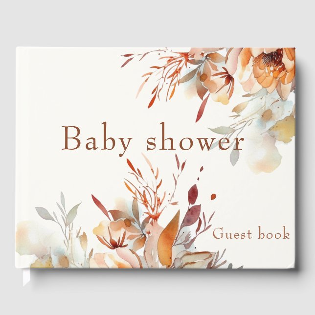 Bearbeitbare Wildblumen Babydusche Gästebuch (Vorderseite)