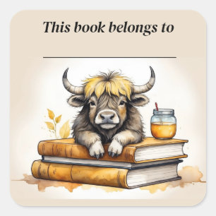 Bearbeitbare Yak- und Buchsticker für Buchzeichen Quadratischer Aufkleber