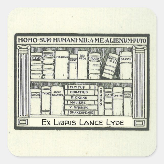 Bearbeitbare Zeile des Buchzeichens Bücher Quadratischer Aufkleber (Vorderseite)