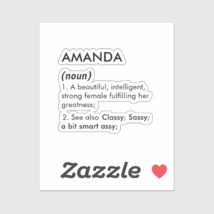 Bearbeitbarer Amanda-Name Definition, benutzerdefi Aufkleber