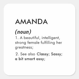 Bearbeitbarer Amanda-Name Definition, benutzerdefi Quadratischer Aufkleber