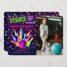 Bearbeitbarer Bowling Foto Einladung