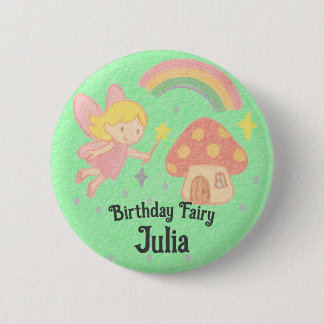 Bearbeitbarer Crayon-Stil – Fairy Mushroom Geburts Button