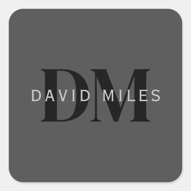 Bearbeitbarer Firmenname (oder anderer Text) Grau Quadratischer Aufkleber (Vorderseite)