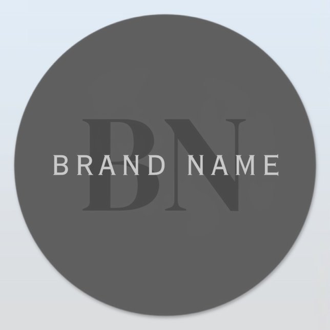 Bearbeitbarer Firmenname (oder anderer Text) Grau Runder Aufkleber (Von Creator hochgeladen)
