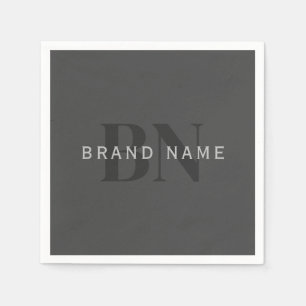 Bearbeitbarer Firmenname (oder anderer Text) Grau Serviette