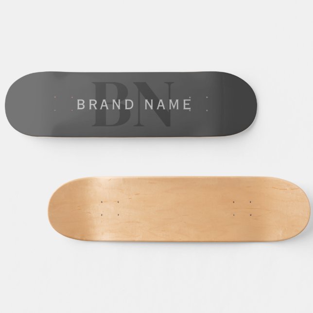 Bearbeitbarer Firmenname (oder anderer Text) Grau Skateboard (Horizontal)