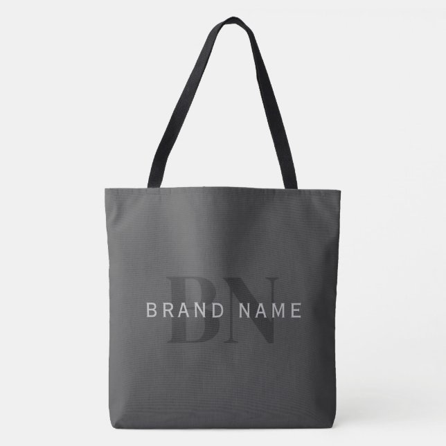 Bearbeitbarer Firmenname (oder anderer Text) Grau Tasche (Vorderseite)