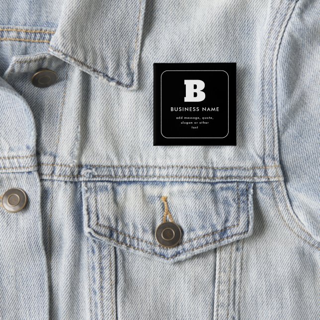 Bearbeitbarer Firmenname & Slogan | Schwarz und We Button (Beispiel)