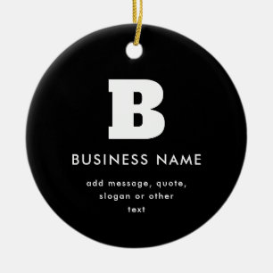 Bearbeitbarer Firmenname & Slogan   Schwarz und We Keramik Ornament
