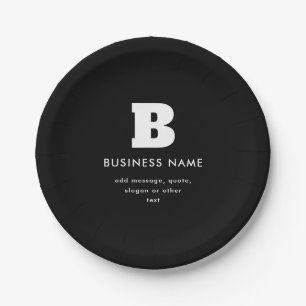 Bearbeitbarer Firmenname & Slogan   Schwarz und We Pappteller