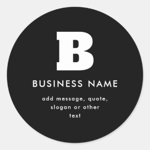 Bearbeitbarer Firmenname & Slogan Schwarz und We Runder Aufkleber