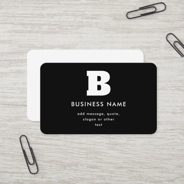 Bearbeitbarer Firmenname & Slogan | Schwarz und We Visitenkarte (Vorderseite/Rückseite Beispiel)