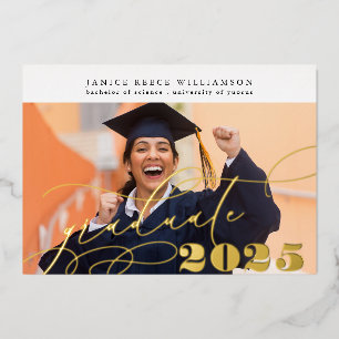 Bearbeitbarer Foto Uni-Abschluss GOLD Foil I Folieneinladung