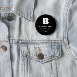 Bearbeitbarer Geschäftsname & Slogan Schwarz & W Button