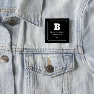 Bearbeitbarer Geschäftsname & Slogan Schwarz & W Button