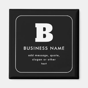 Bearbeitbarer Geschäftsname & Slogan   Schwarz & W Magnet