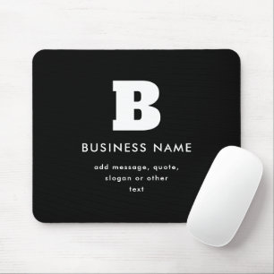Bearbeitbarer Geschäftsname & Slogan Schwarz & W Mousepad