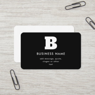 Bearbeitbarer Geschäftsname & Slogan Schwarz & W Visitenkarte