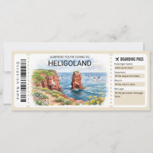 Bearbeitbarer Helgoland-Reise-Boarding-Pass-Ticket Einladung