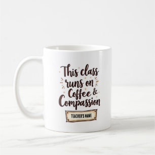 Bearbeitbarer Klassenraum mit dem Namen des Lehrer Kaffeetasse