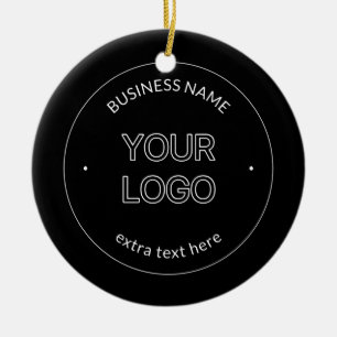 Bearbeitbarer Logo-Ersatz & Geschäftsname   Schwar Keramik Ornament