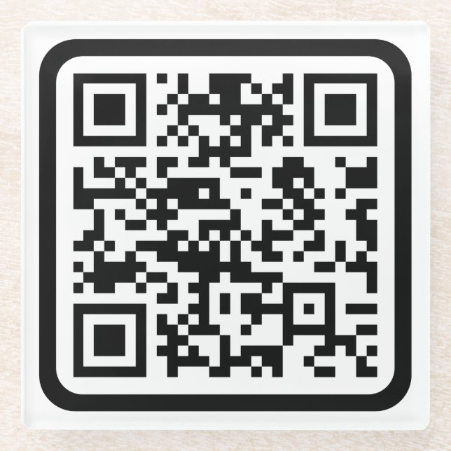 Bearbeitbarer moderner QR-Code | Schwarz Weiß oder Glasuntersetzer (Vorderseite)