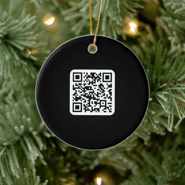 Bearbeitbarer moderner QR-Code | Schwarz Weiß oder Keramik Ornament (Baum)