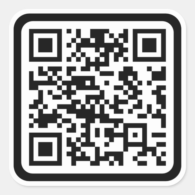 Bearbeitbarer moderner QR-Code | Schwarz Weiß oder Quadratischer Aufkleber (Vorderseite)