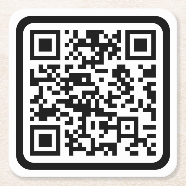 Bearbeitbarer moderner QR-Code | Schwarz Weiß oder Rechteckiger Pappuntersetzer (Vorderseite)