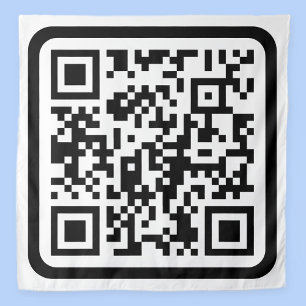 Bearbeitbarer moderner QR-Code Schwarz Weiß oder Wandteppich