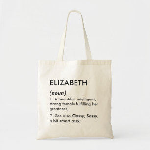 Bearbeitbarer Name Elizabeth Namensdefinition, ben Tragetasche