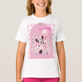 Bearbeitbarer Name Minnie Maus Rosa Basic Mädchen T-Shirt