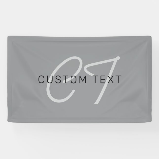 Bearbeitbarer Name oder Gruß | Schwarz & Dunkelgra Banner (Horizontal)