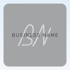 Bearbeitbarer Name oder Gruß | Schwarz & Dunkelgra Quadratischer Aufkleber