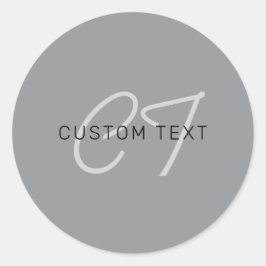 Bearbeitbarer Name oder Gruß | Schwarz & Dunkelgra Runder Aufkleber